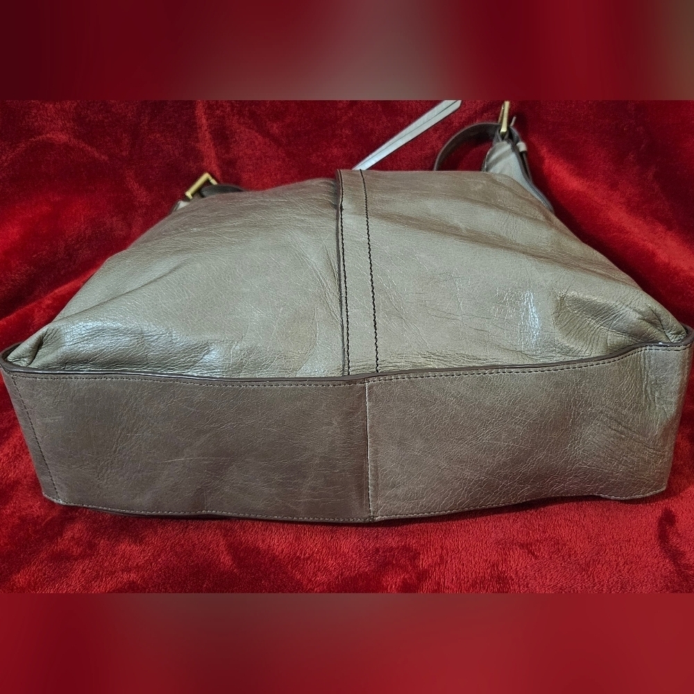 HOBO Gray Leather Satchel with Slouchy Silhouette - Picture 4 of 9